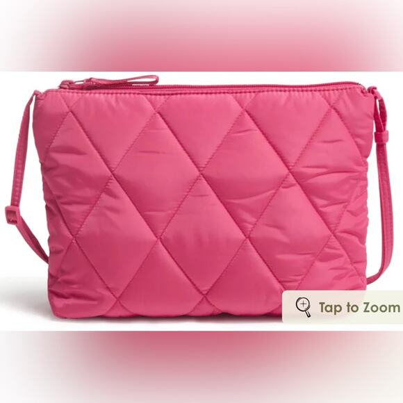 VERA BRADLEY Large Hipster Ultralight Peacock Pink Quilted Crossbody Bag NEW - Picture 11 of 11